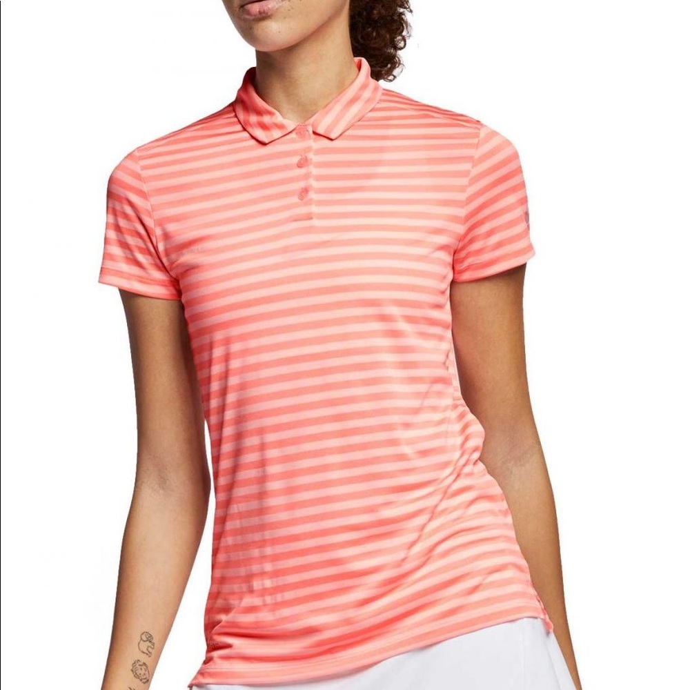 Nike Golf Women's Pink Striped Polo Shirt